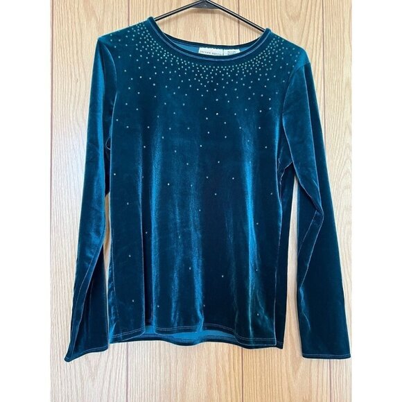 Jaclyn Smith Tops - Jaclyn Smith Classic - Womens Green Velvet long sleeve top Sz. MD